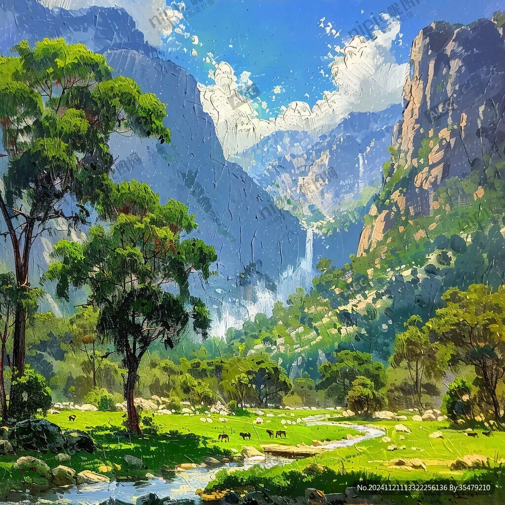 风光人间仙境油画