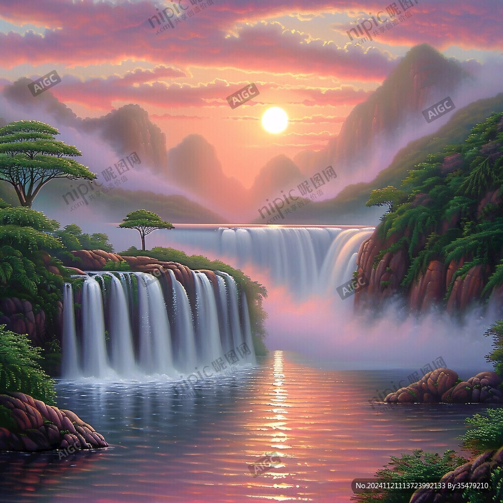 流水生财风景画