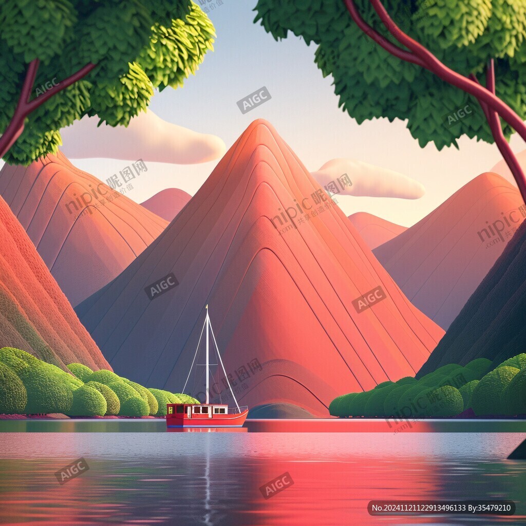 色彩线条色彩山水风景