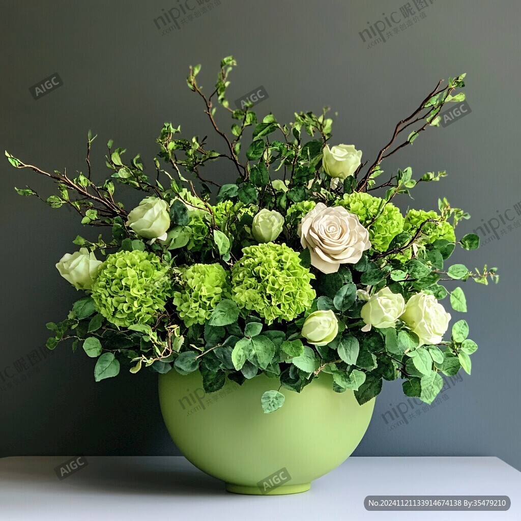 白绿渐变花艺
