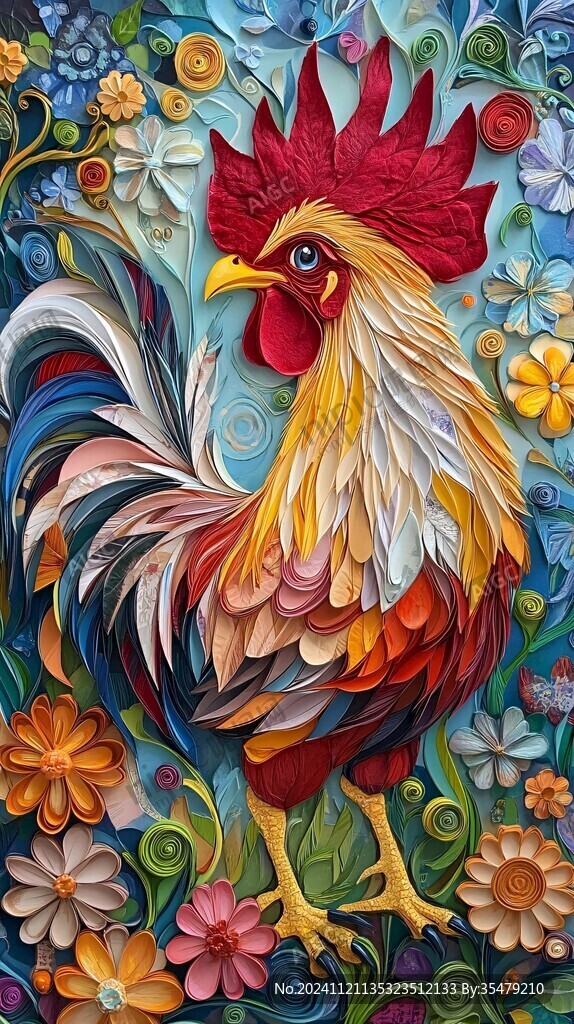 插画百鸟朝凤