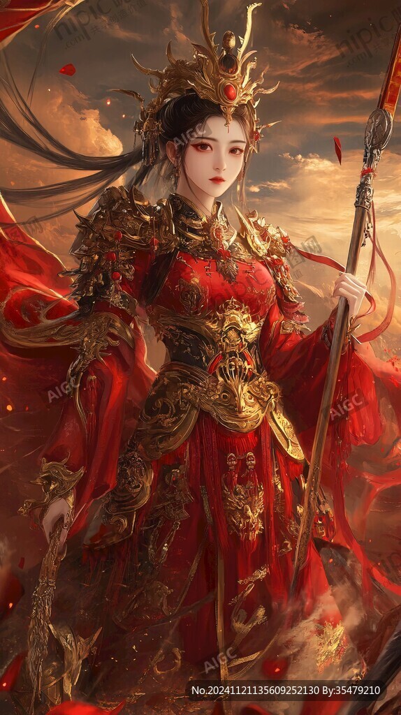 红衣少女设计古风