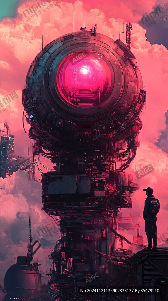 AI创作图科幻插画风 粉红色的超现实世界 赛博朋克装饰画 粉红色的超现实主义奇幻 场景赛博插画 赛博朋克图片 绚丽多彩科幻 科幻原画 蒸汽朋克 ...