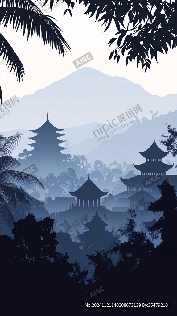 插画爱晚亭