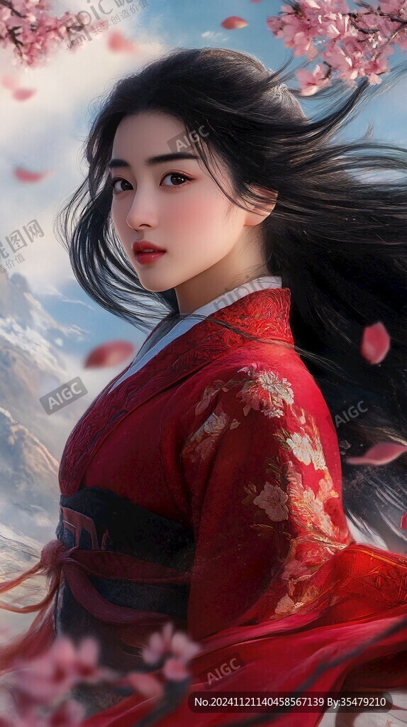 红衣少女设计古风