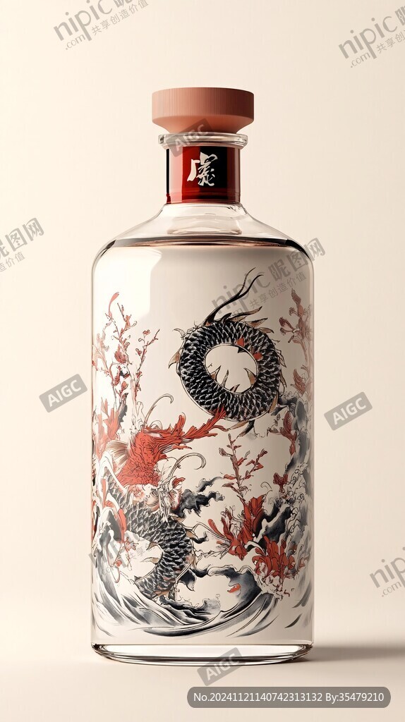 白酒瓶设计双龙戏珠
