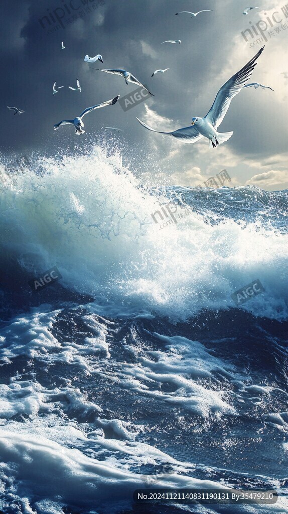 海鸥海浪大海海洋
