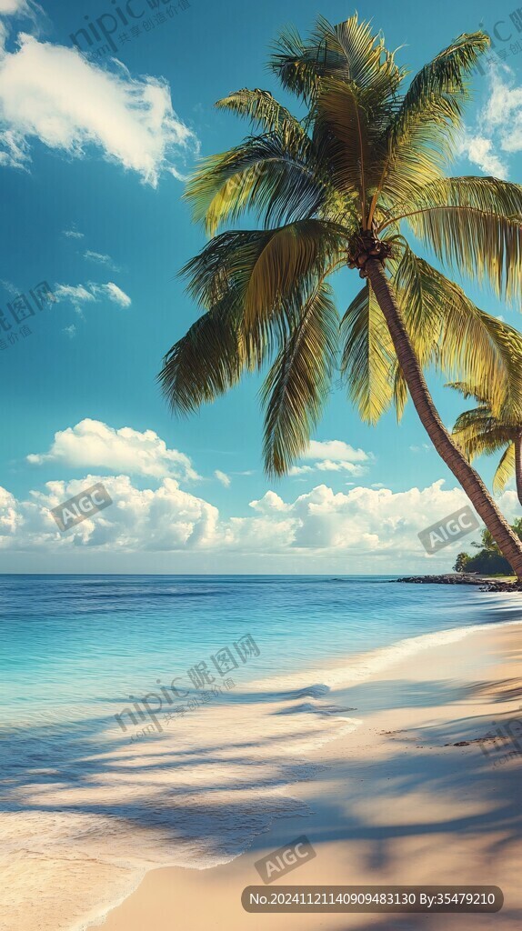 海滩椰树风景