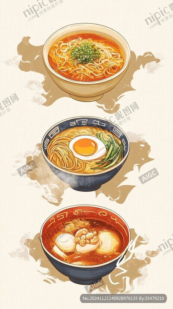 传统拉面插画