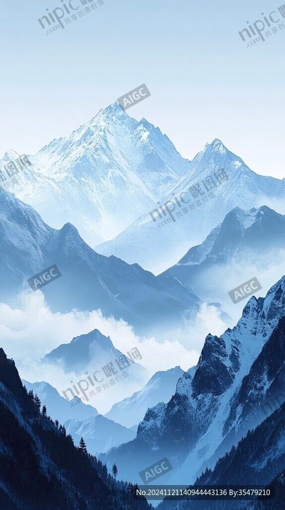 蓝调远山背景