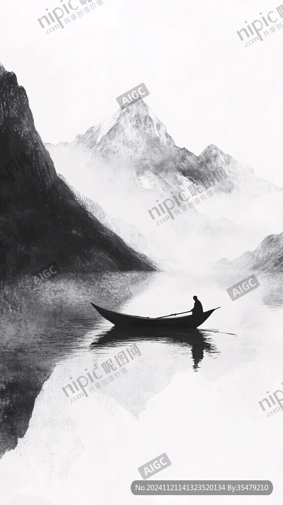 山水行舟插画