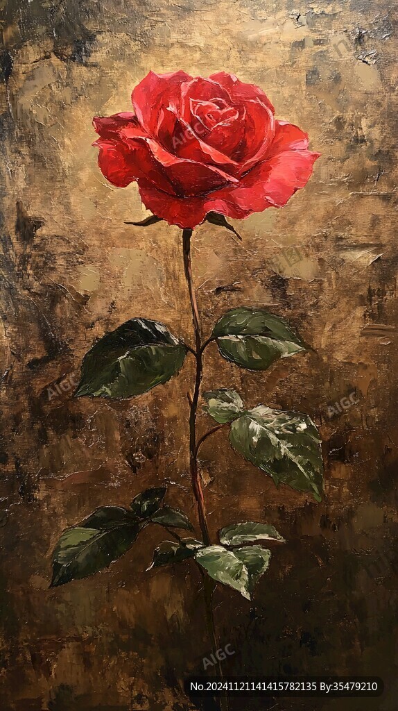 红玫瑰油画