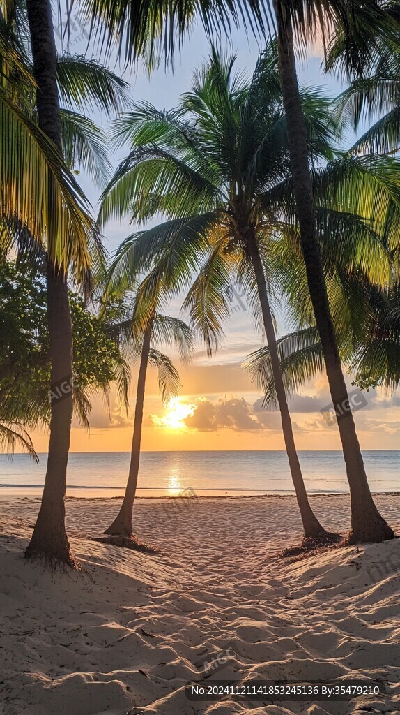 海边夕阳椰树
