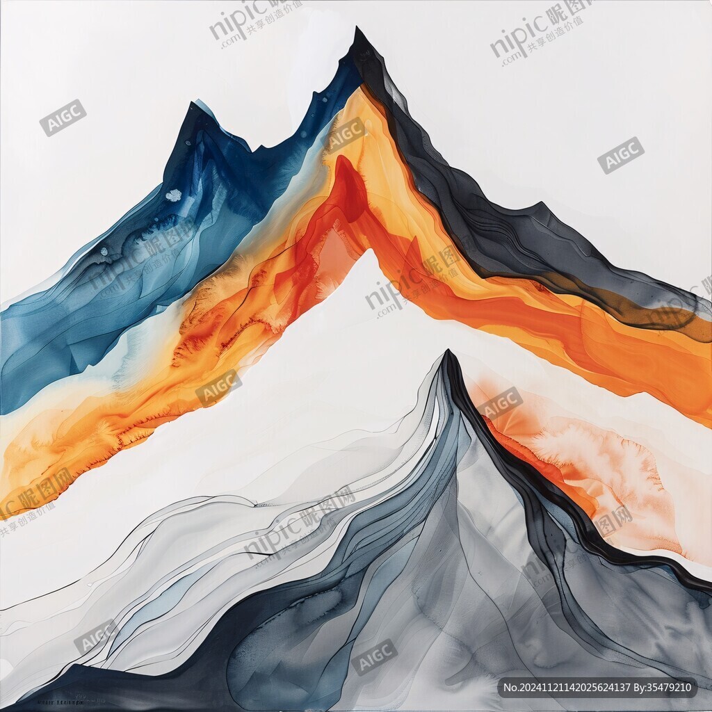 渐变抽象流体装饰画
