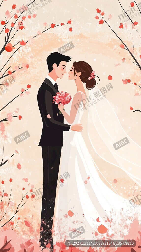 婚礼新人插画