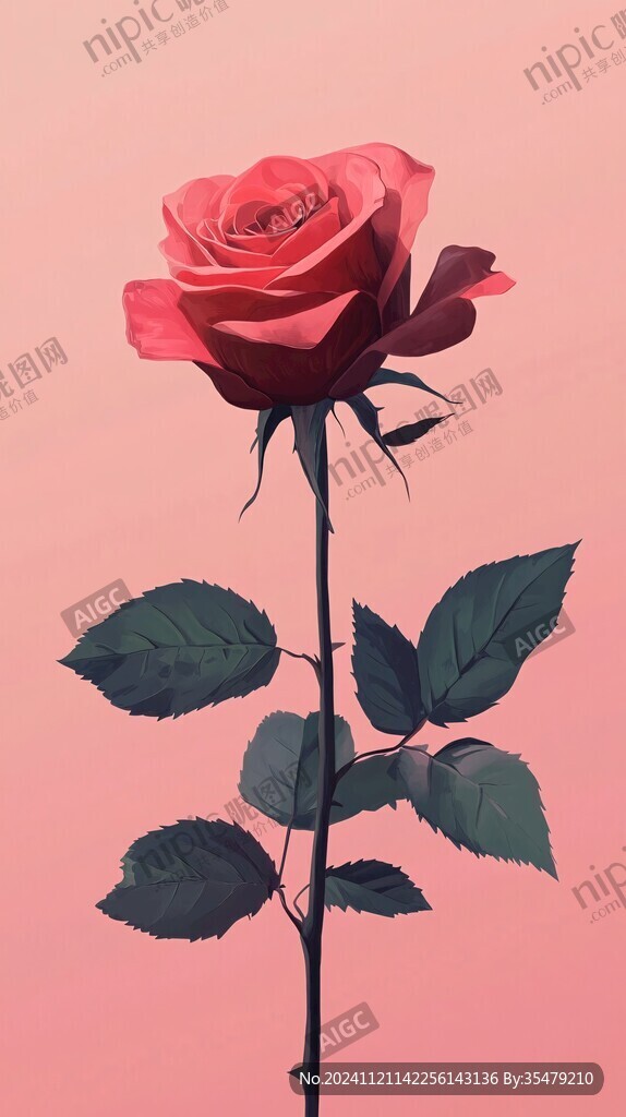 一支玫瑰花朵盛开鲜花