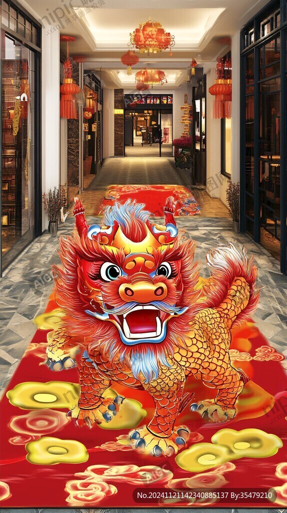 醒狮开业插画