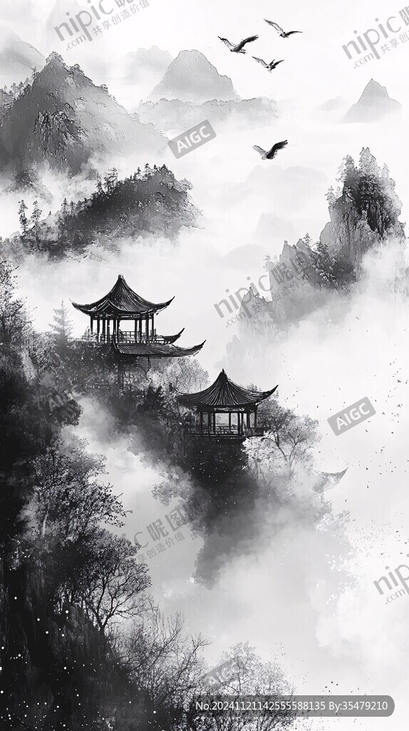 诗意古风水墨山水