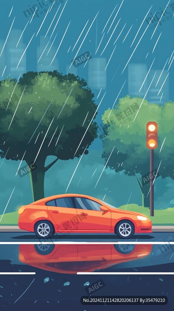 雨天插画