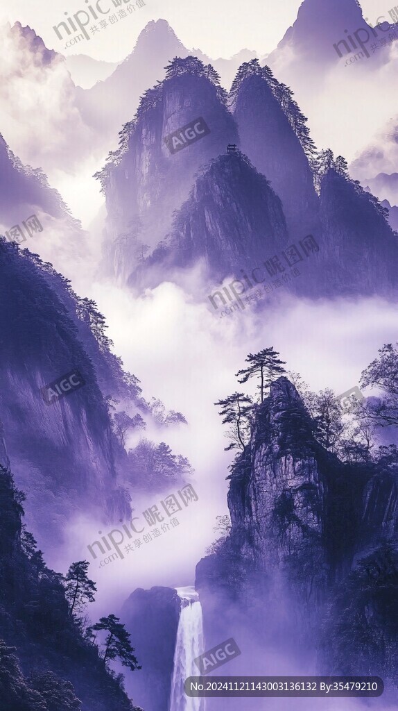 禅意山水山峰云雾风景