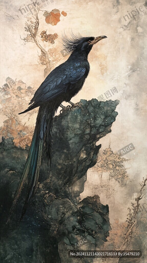 奇珍异鸟油画