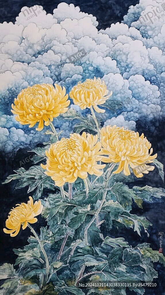 工笔金丝皇菊