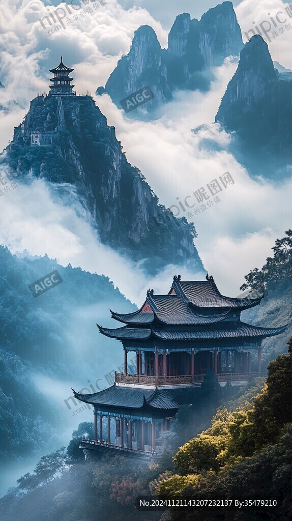 山水楼阁雅致意境风