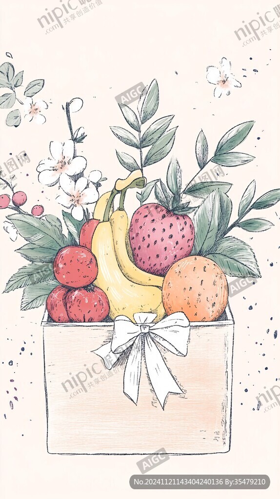 水果礼盒插画