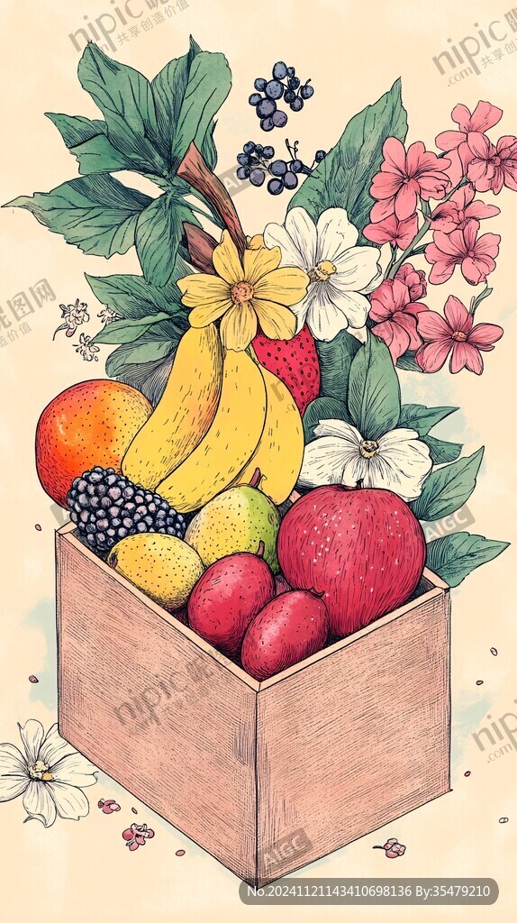 水果箱插画