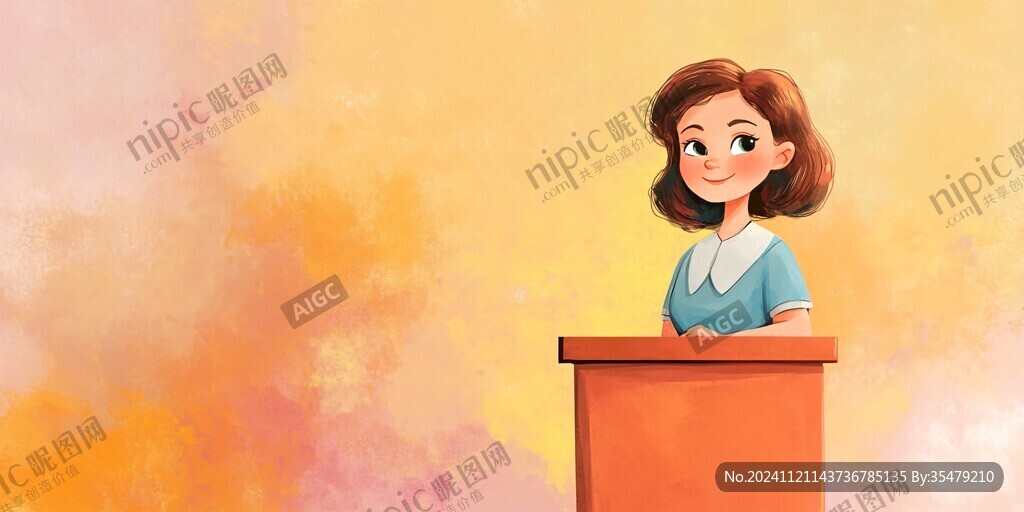 教师女孩插画