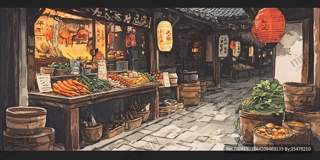 腌卤店插画
