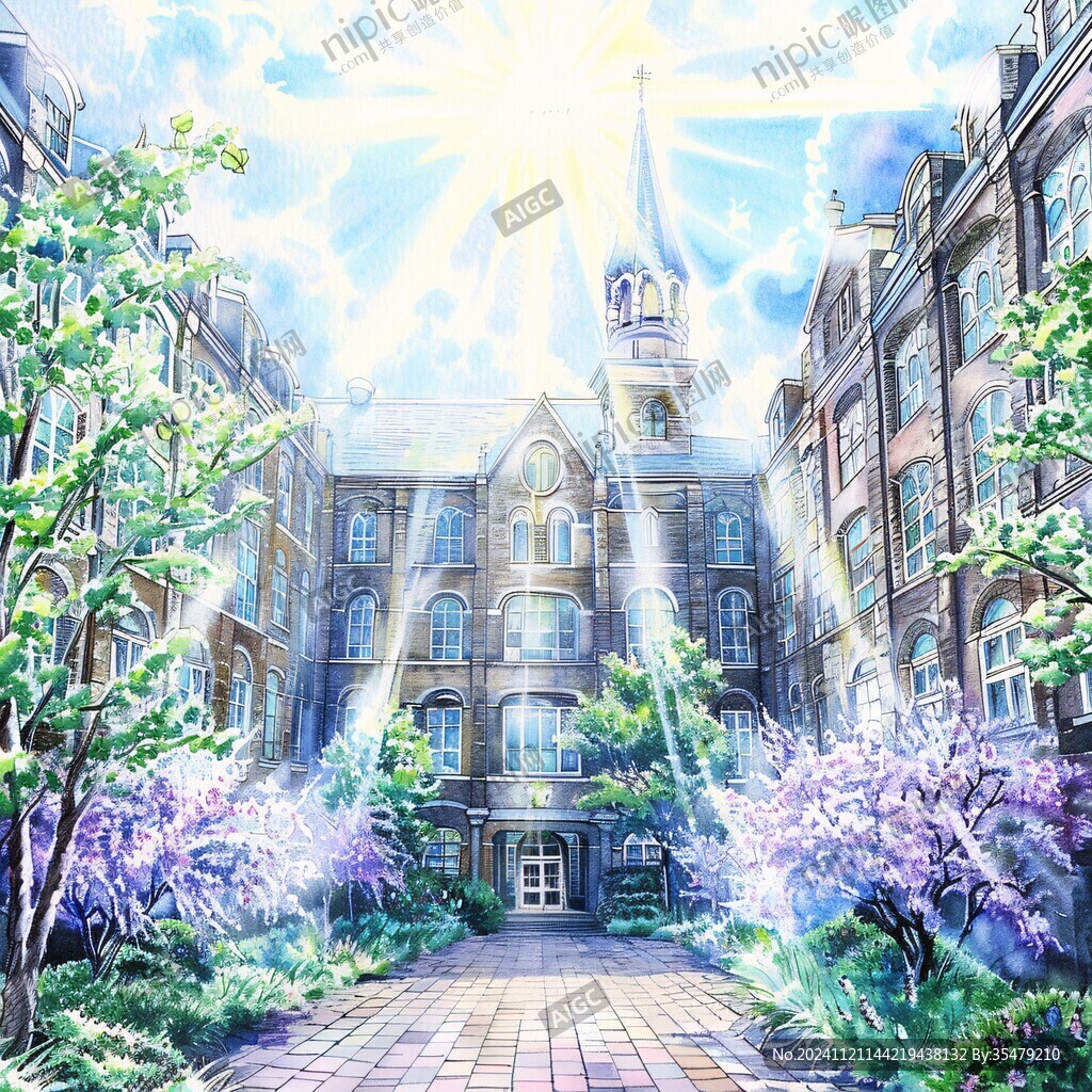 唯美校园插画