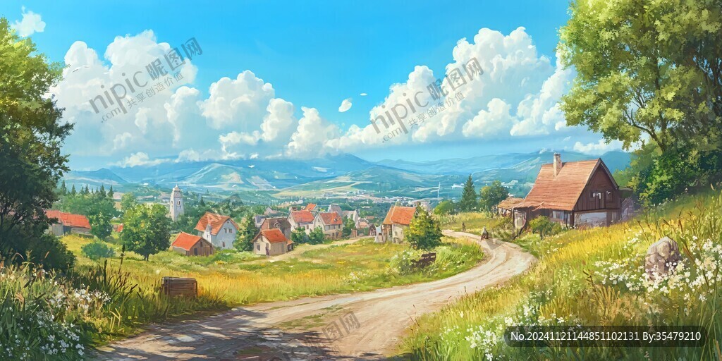 乡村场景插画