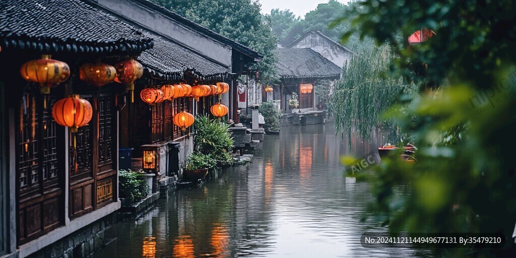 雨后的江南古镇