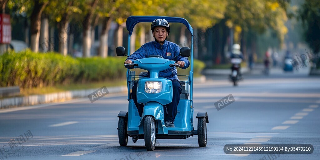 骑车的环卫工