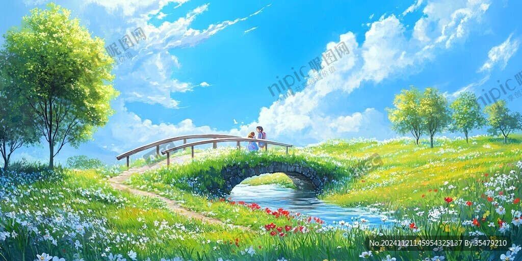小桥插画