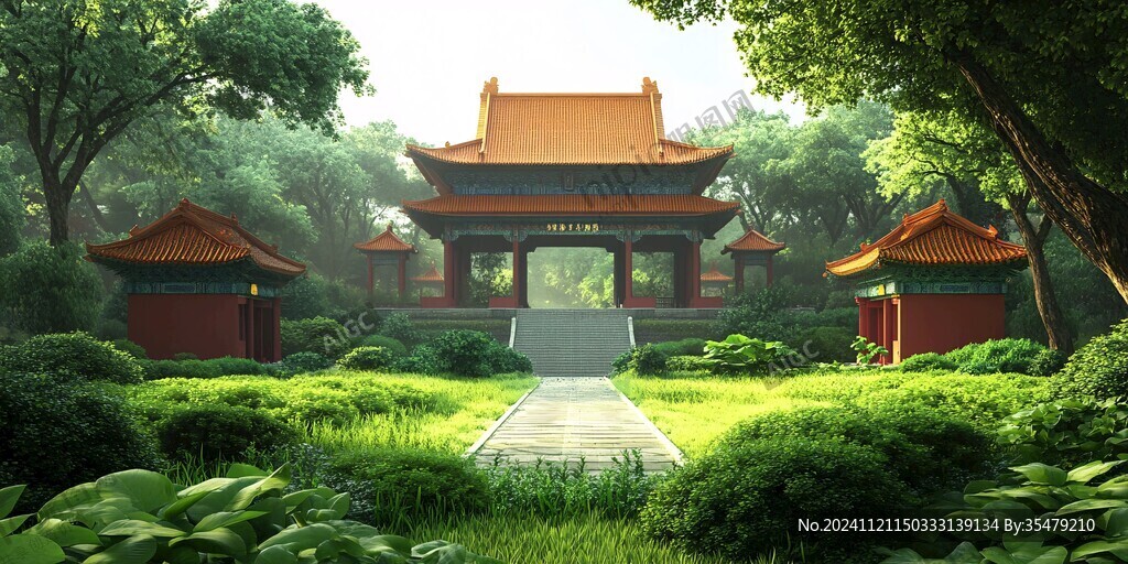中式园林亭台楼阁