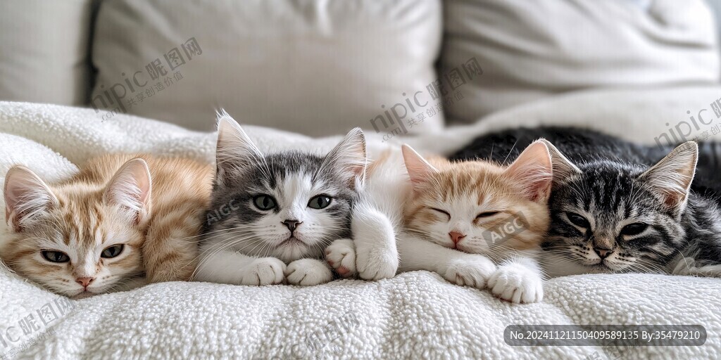 躺在窝里的小猫们