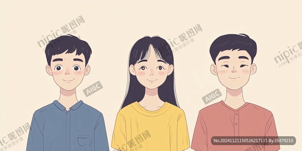 青年男女插画