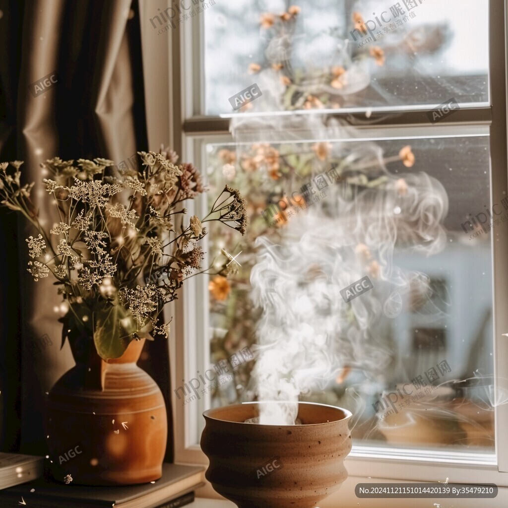 窗台上的干花