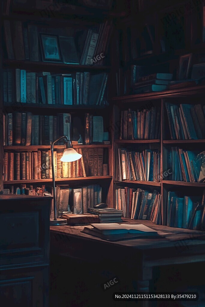 夜晚书房