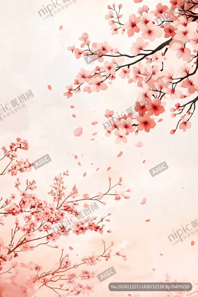 古风桃花插画