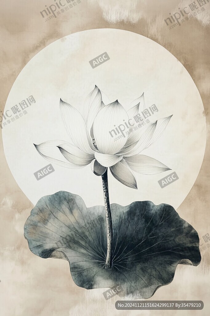 禅意荷花装饰画
