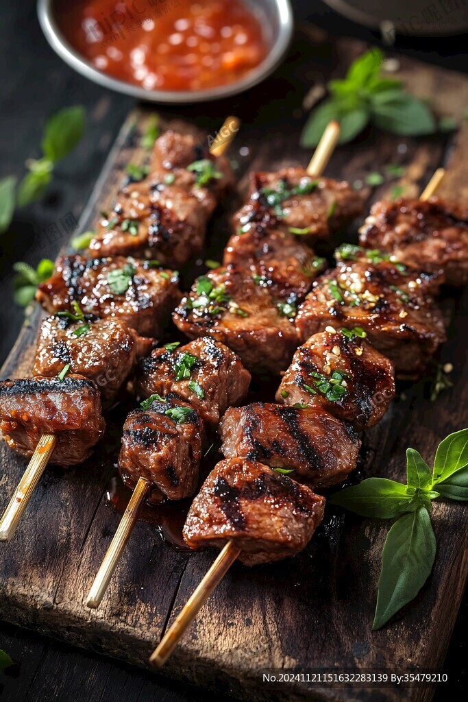 牛肉串高清俯拍图片