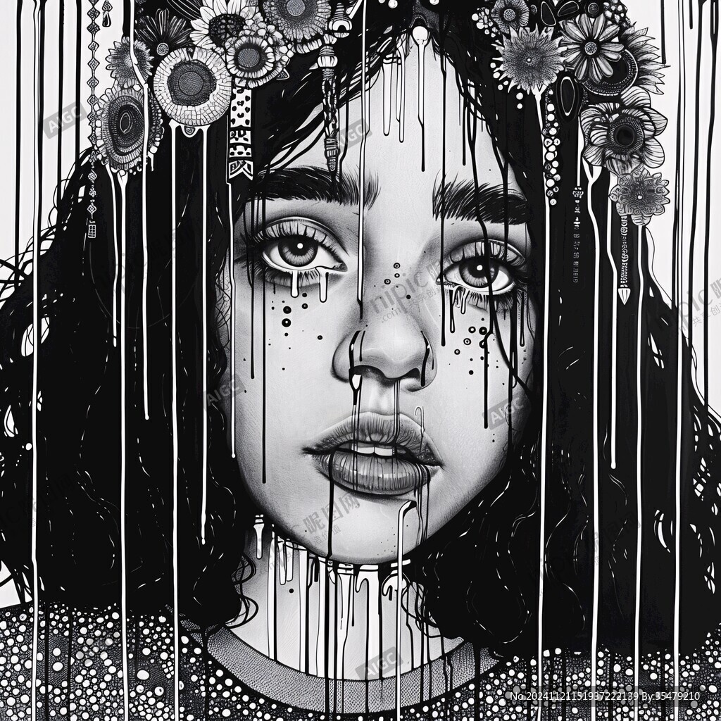 黑白画创意插画