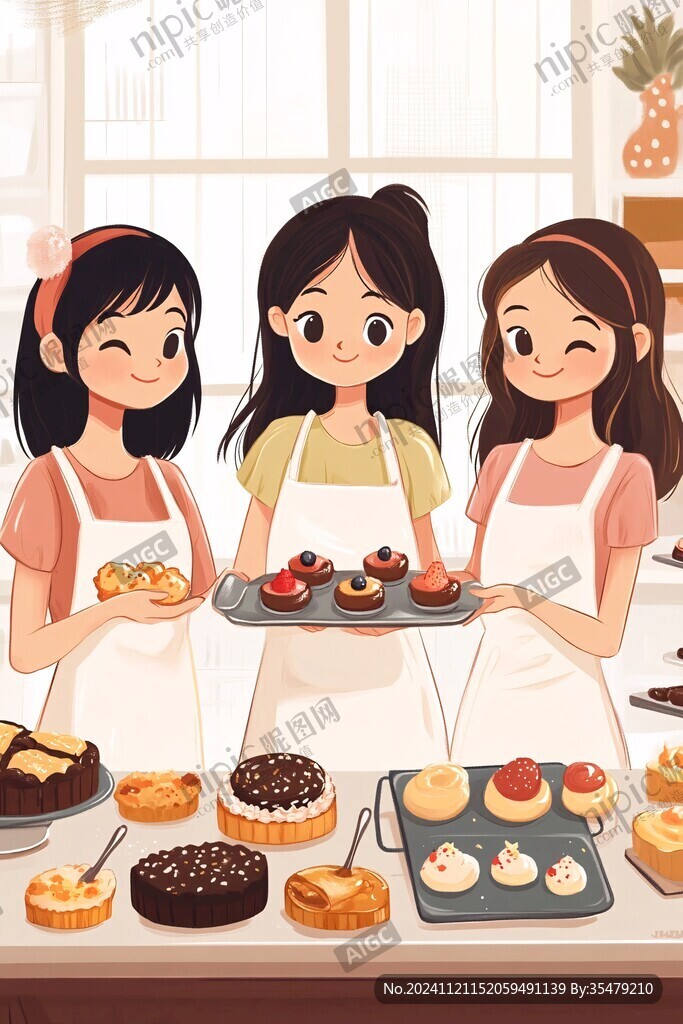 吃糕点插画