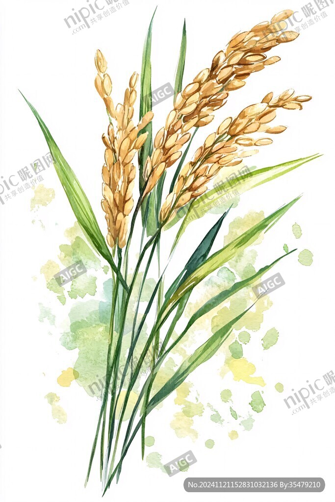 稻穗水彩画