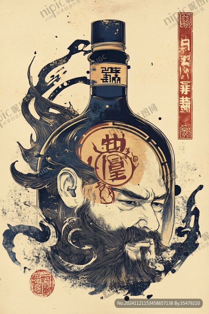 功夫酒插画