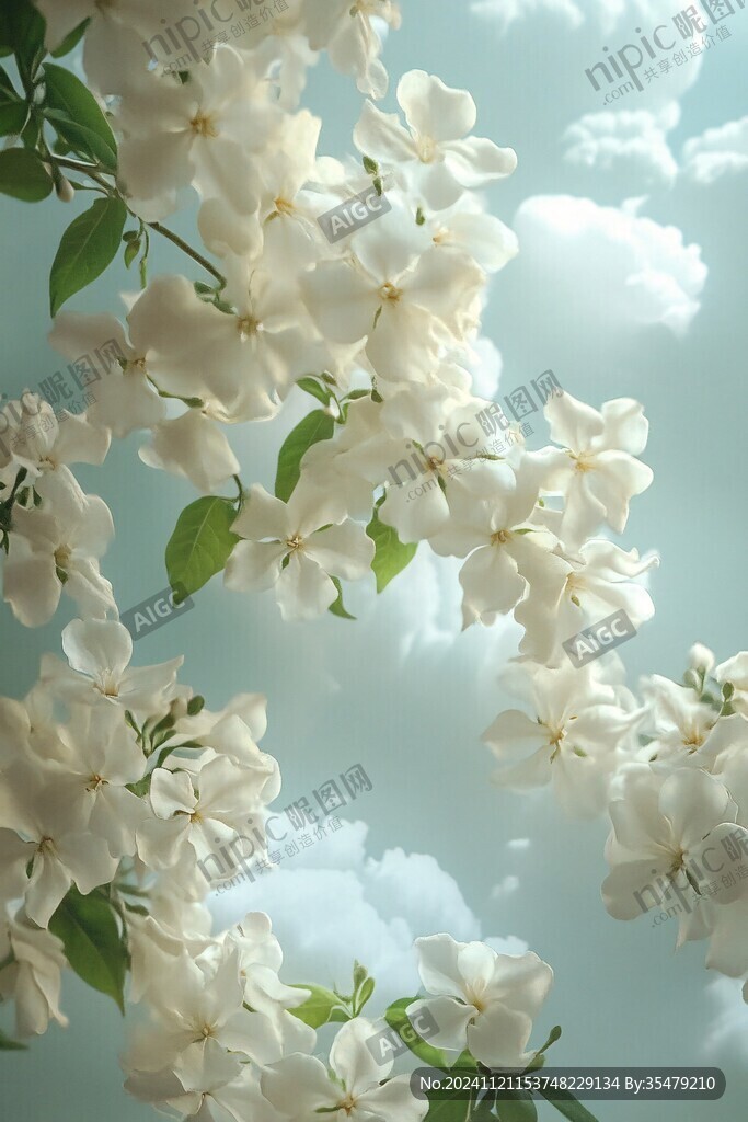 写实喷绘茉莉花