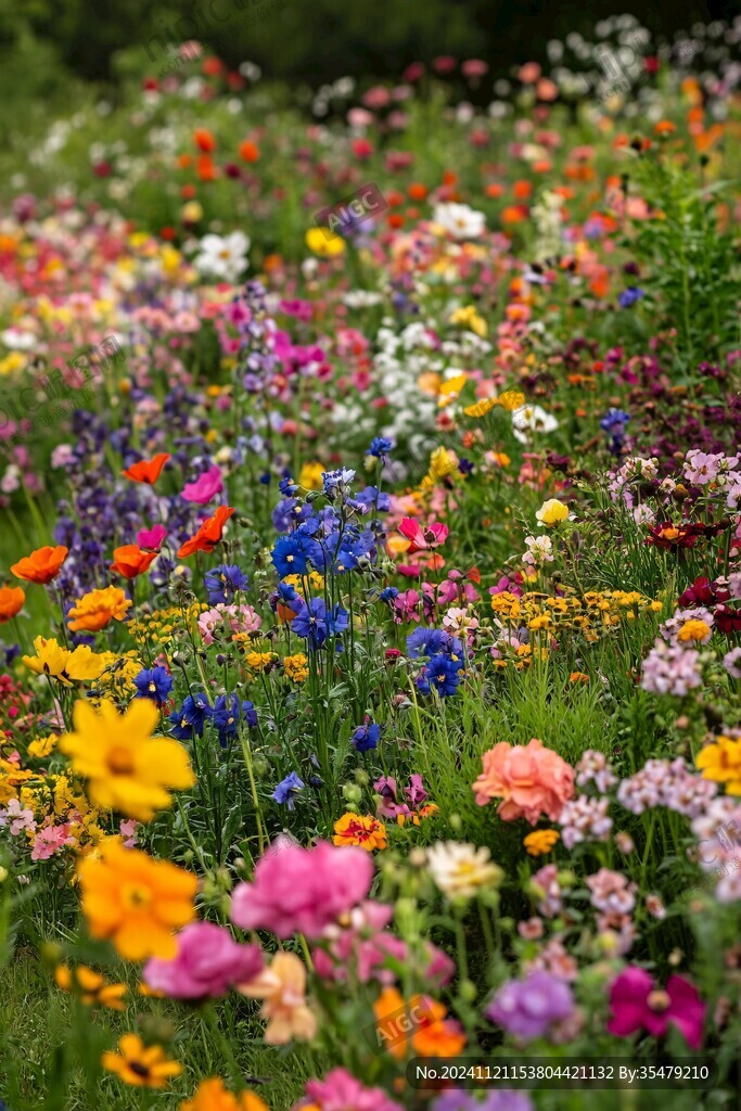 艳丽花田花丛